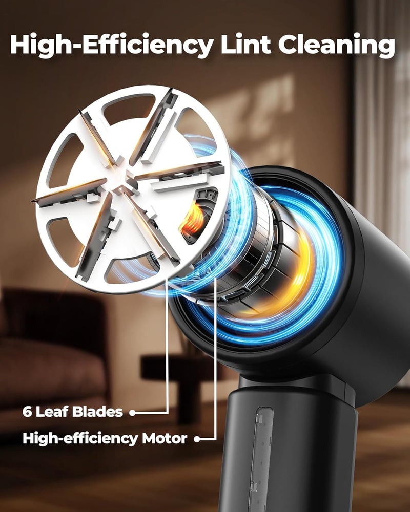 ASNUG Fabric Shaver, Electric Lint Remover, Sweater Shavers to Remove Pilling with 3 Speeds, 6 Leaf Blade, LED Display & Type-C Rechargeable, Removes Fuzz, Pills for Clothes, Couch, Furniture - Image 4